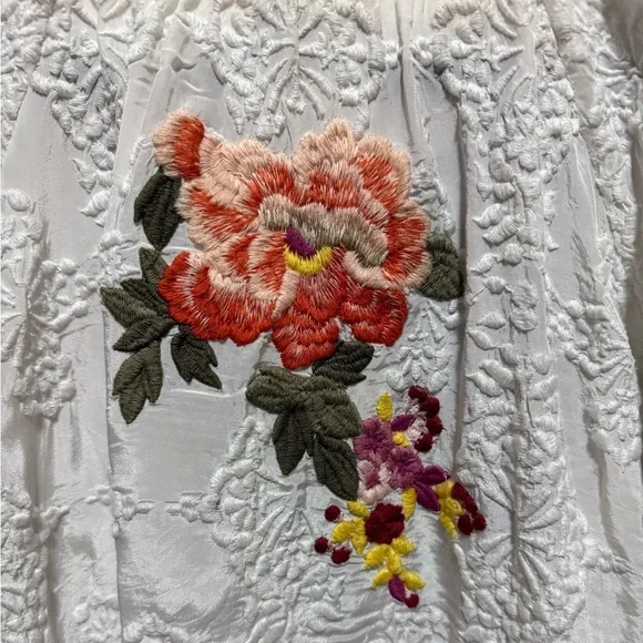 Sundance Melody Peasant Floral Embroidered Blouse Johnny Boho Lace Popover Top - Picture 3 of 12